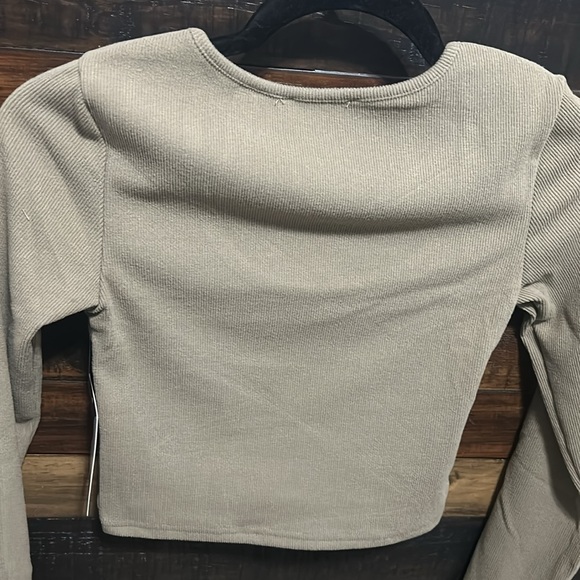 Love Poem by block Stretchy Rayon Ribbed Scoop Neck Long Sleeve Top - Picture 2 of 7